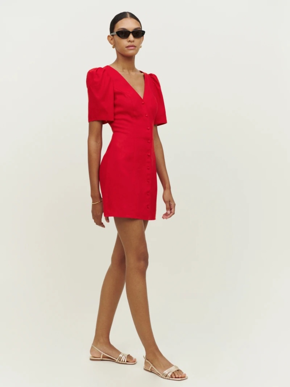 REFORMATION | Joelle Red Linen Dress
